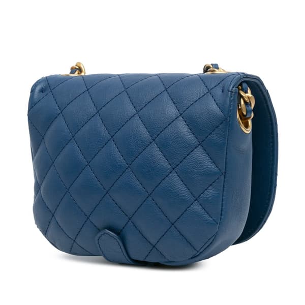 Pre-owned Chanel Quilted Grained Calfskin Casual Trip Messenger Blue