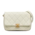 Miniatyrbild 1 av 9: Pre-owned Chanel Small Quilted Caviar Chain Melody Flap White