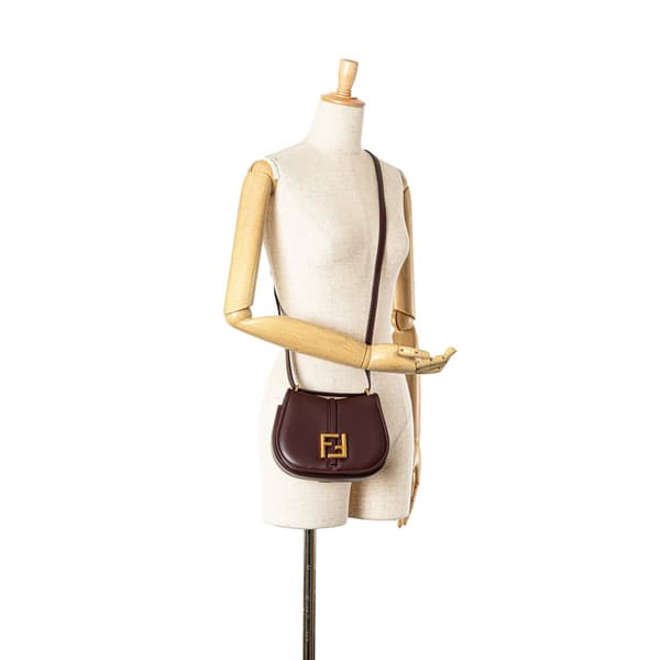 Pre-owned Fendi Mini Leather C’mon Crossbody Red