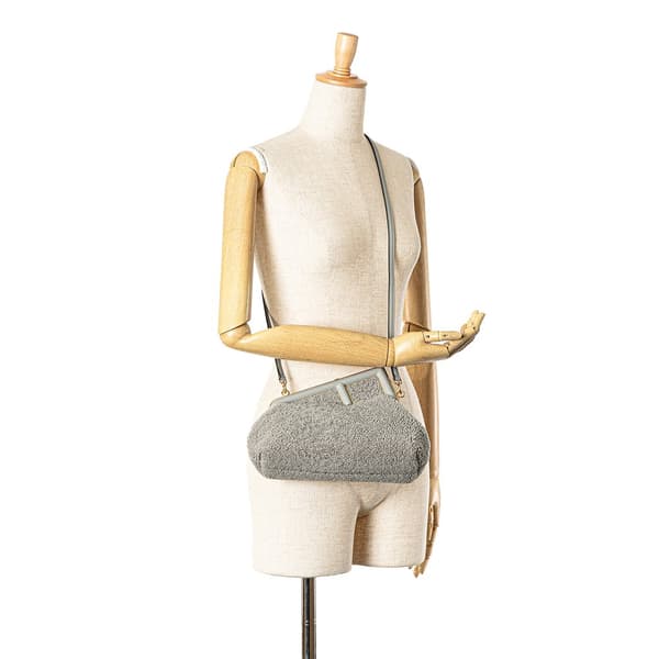 Pre-owned Fendi Small Shearling Fendi First Gray