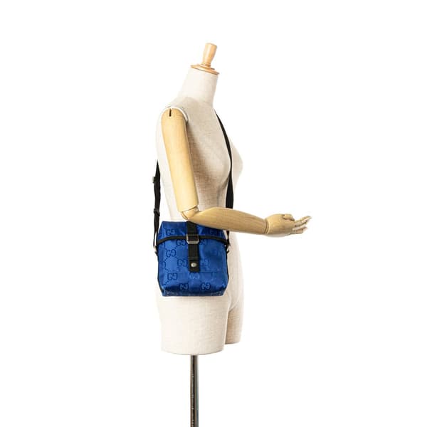 Pre-owned Gucci GG Econyl Off The Grid Messenger Bag Blue
