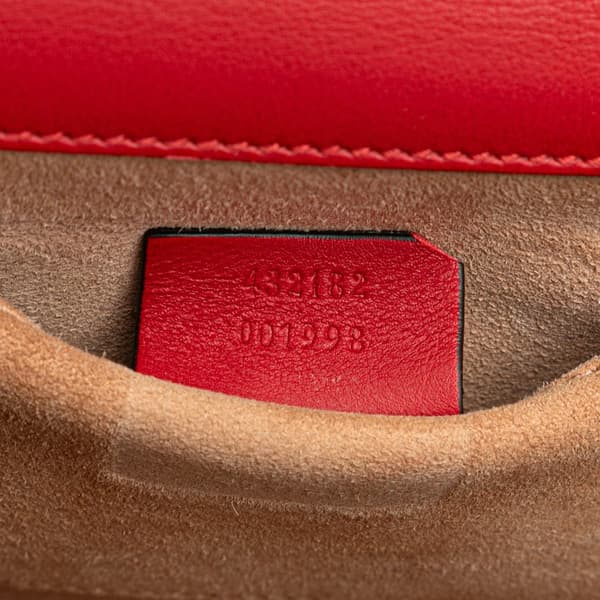 Pre-owned Gucci Small Pearl Studded Leather Padlock Crossbody Red