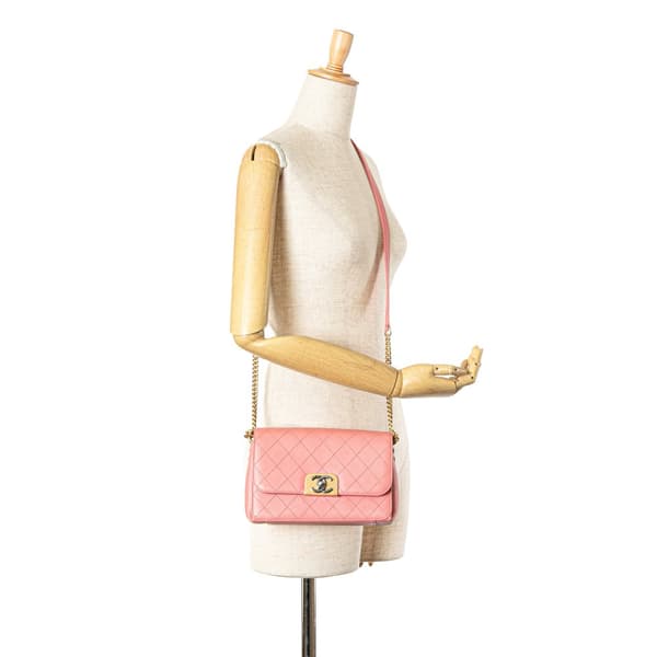 Pre-owned Chanel Quilted Calfskin Straight Lined Flap Pink