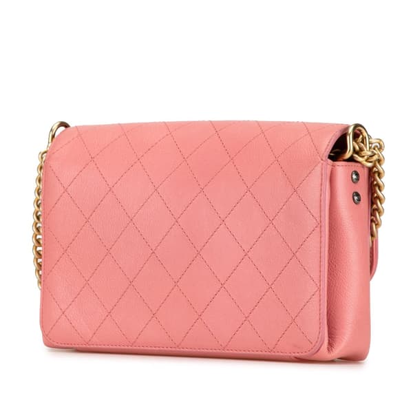 Pre-owned Chanel Quilted Calfskin Straight Lined Flap Pink