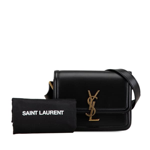 Pre-owned Saint Laurent Small Calfskin Solferino Satchel In Box Black