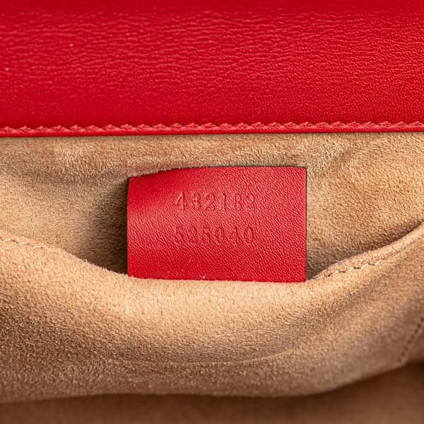 Pre-owned Gucci Small Pearl Studded Leather Padlock Crossbody Red