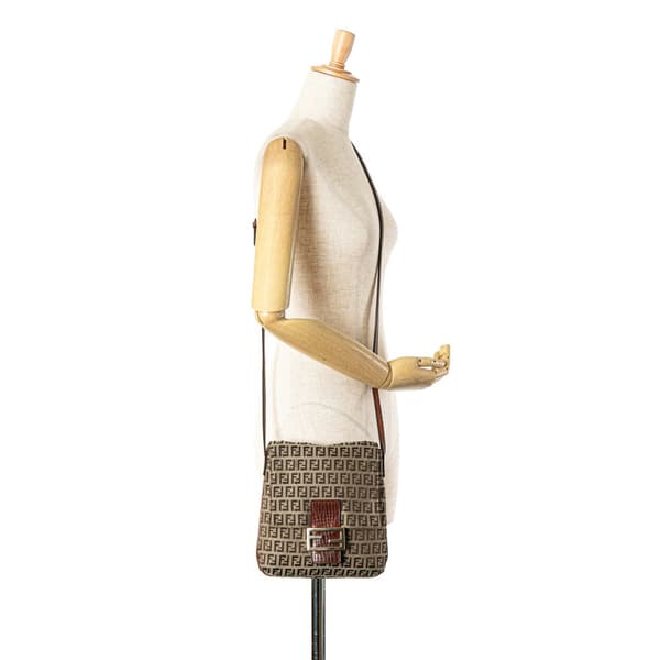 Pre-owned Fendi Zucchino Canvas Crossbody Brown
