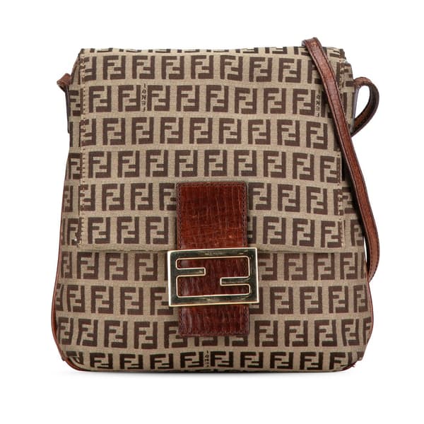 Pre-owned Fendi Zucchino Canvas Crossbody Brown
