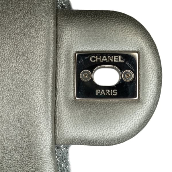 Pre-owned Chanel Large Quilted Lurex Ground Control Pluto Glitter Flap Silver