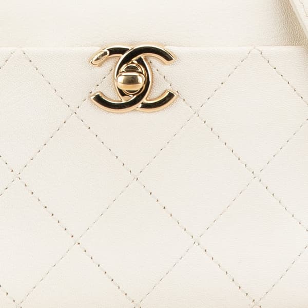 Pre-owned Chanel Small Quilted Goatskin Casual Trip Camera Bag White