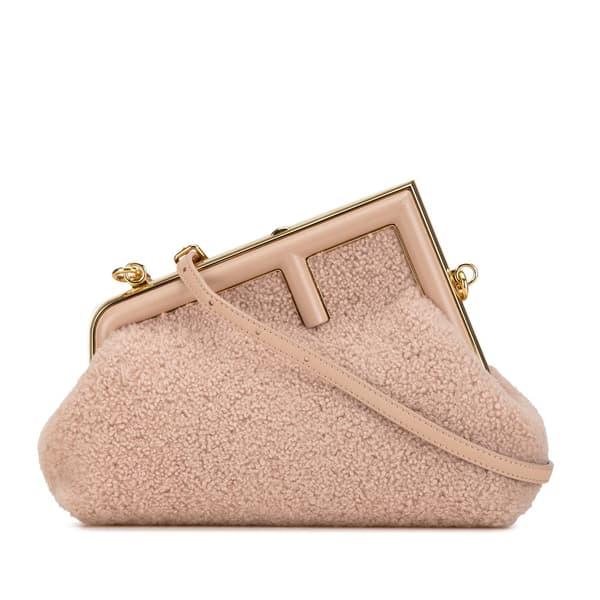 Pre-owned Fendi Small Shearling Fendi First Pink