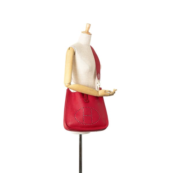 Pre-owned Hermès Taurillon Clemence Evelyne I GM Red
