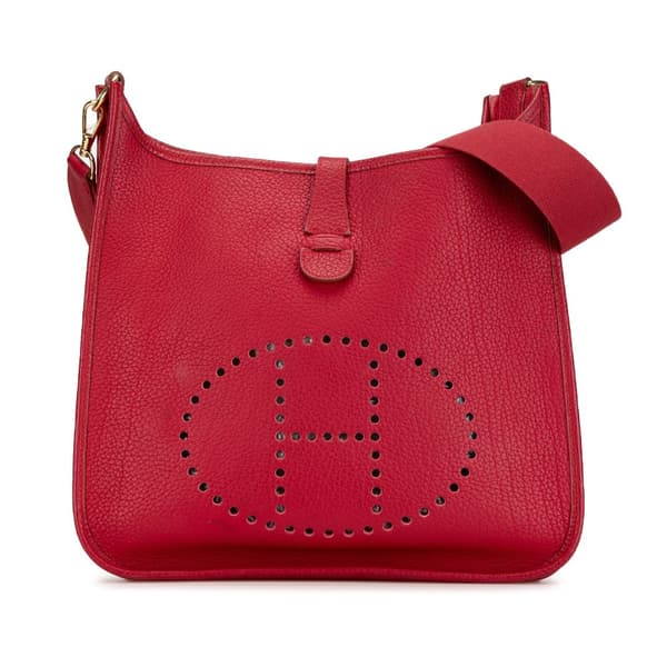 Pre-owned Hermès Taurillon Clemence Evelyne I GM Red