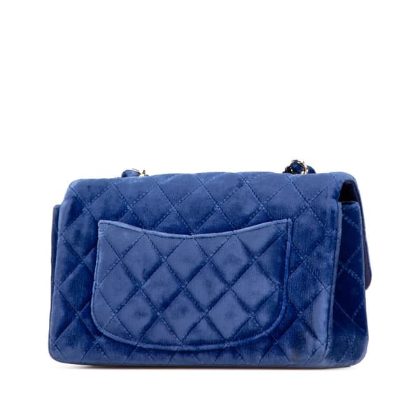 Pre-owned Chanel Mini Rectangular Classic Velvet Single Flap Blue