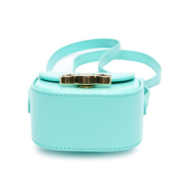 Pre-owned Celine Mini Shiny Calfskin Triomphe Crossbody Blue