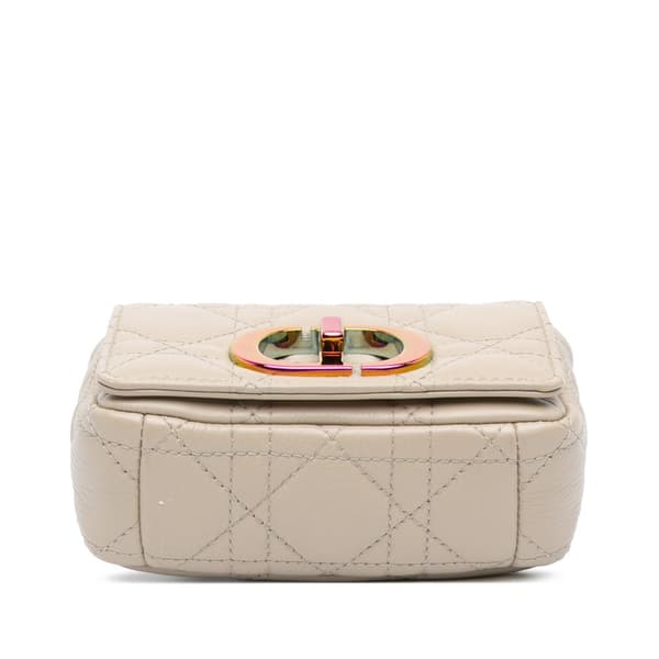 Pre-owned Dior Micro Supple Calfskin Cannage Caro Bag Brown
