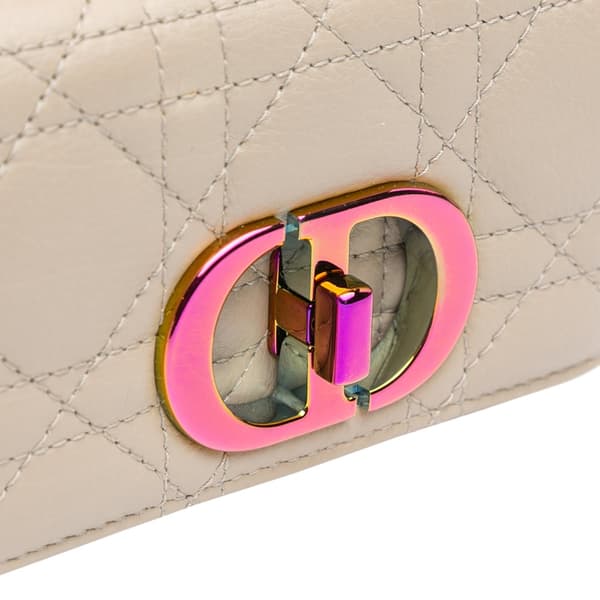 Pre-owned Dior Micro Supple Calfskin Cannage Caro Bag Brown