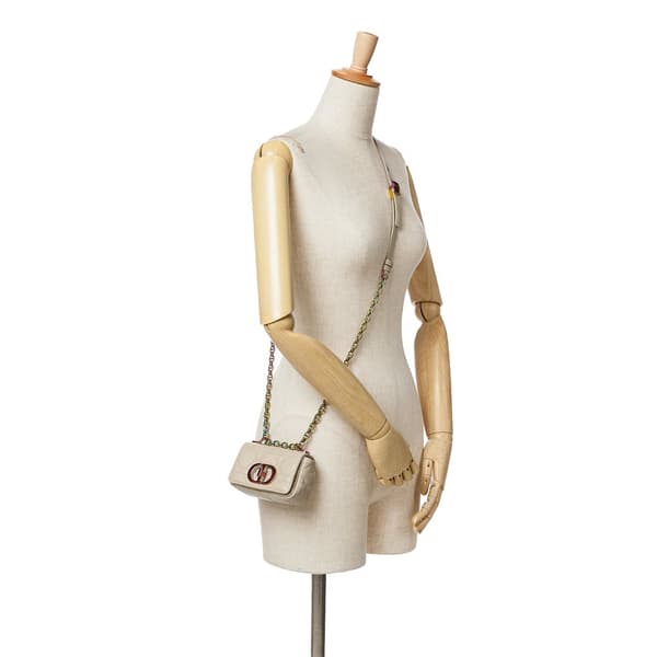 Pre-owned Dior Micro Supple Calfskin Cannage Caro Bag Brown