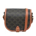 Miniatyrbild 1 av 8: Pre-owned Celine Medium Triomphe Coated Canvas Folco Crossbody Brown