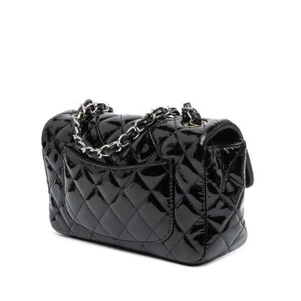 Pre-owned Chanel Mini Rectangular Classic Patent Single Flap Black