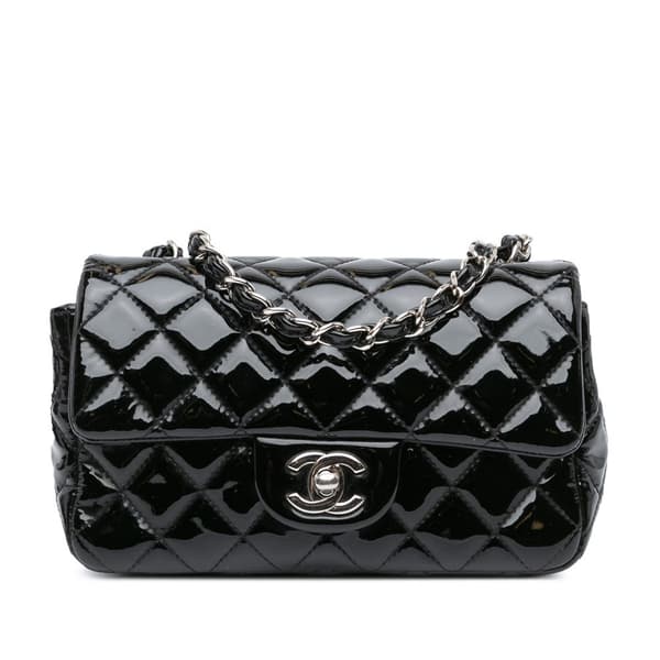 Pre-owned Chanel Mini Rectangular Classic Patent Single Flap Black