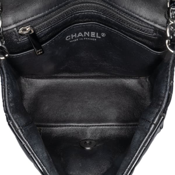 Pre-owned Chanel Mini Square Classic Patent Single Flap Black
