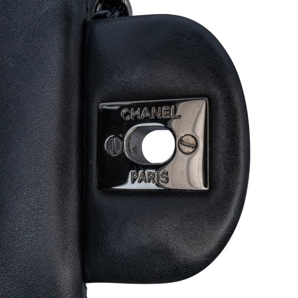 Pre-owned Chanel Mini Square Classic Patent Single Flap Black