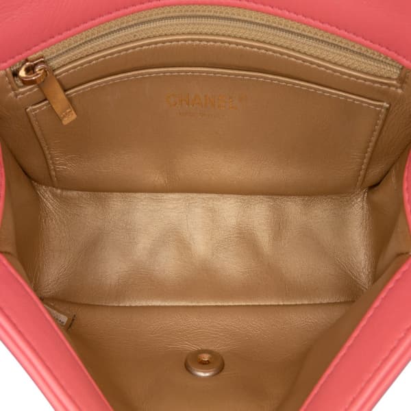 Pre-owned Chanel Mini Rectangular Classic Lambskin Pearl Crush Single Flap Pink