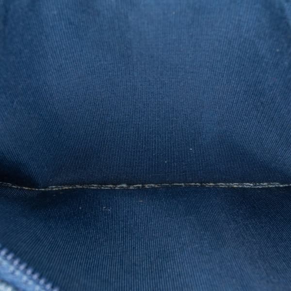 Pre-owned Chanel Frayed Denim Wallet On Chain Blue