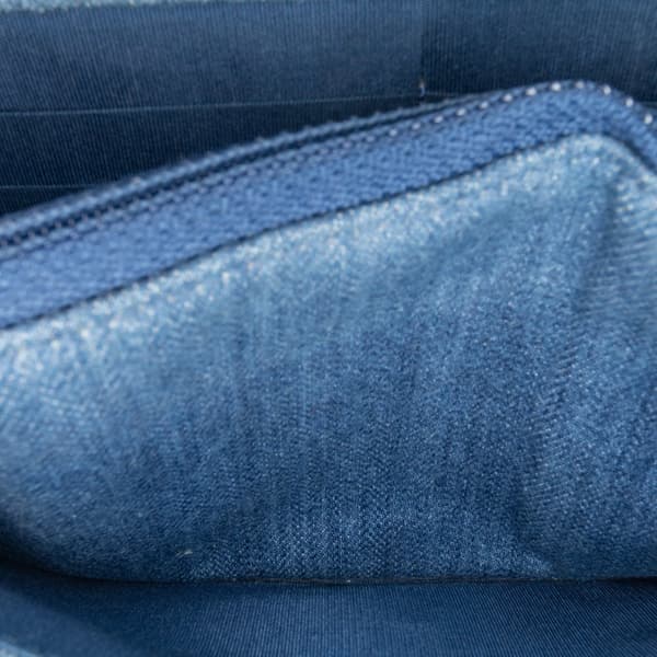 Pre-owned Chanel Frayed Denim Wallet On Chain Blue