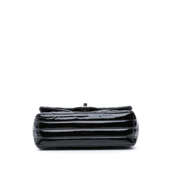 Pre-owned Chanel Mini Rectangular Classic Chevron Patent Single Flap Black