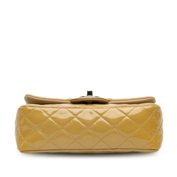 Pre-owned Chanel Mini Rectangular Classic Patent Single Flap Yellow