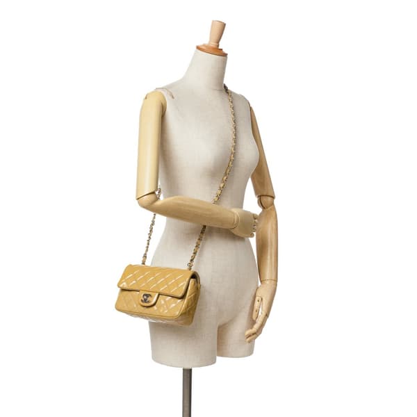 Pre-owned Chanel Mini Rectangular Classic Patent Single Flap Yellow