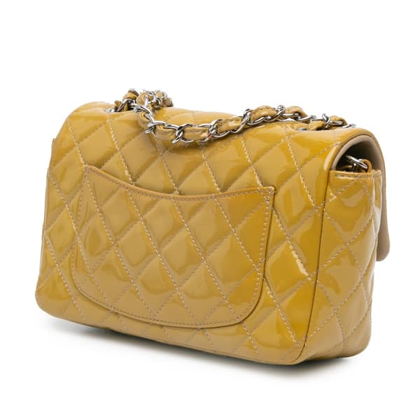 Pre-owned Chanel Mini Rectangular Classic Patent Single Flap Yellow