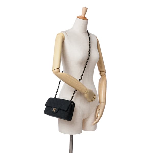 Pre-owned Chanel Mini Rectangular Classic Jersey Single Flap Black