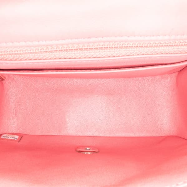 Pre-owned Chanel Mini Square Classic Lambskin Single Flap Pink