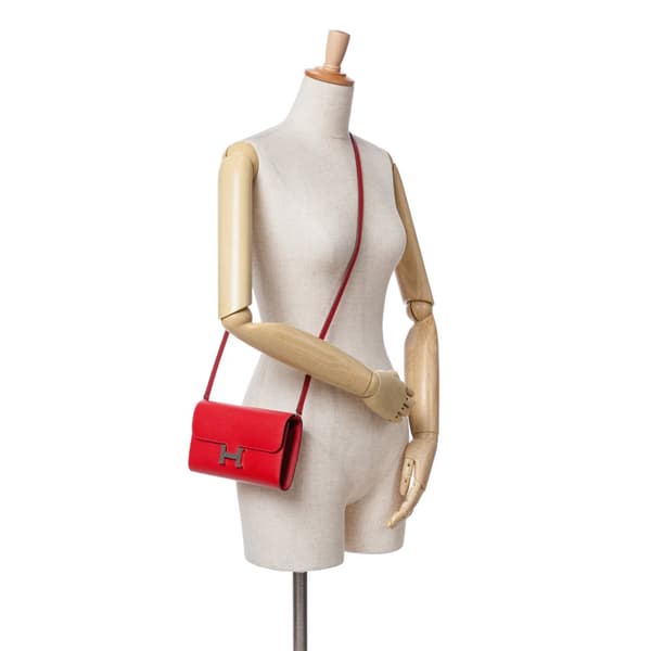 Pre-owned Hermès Epsom Constance Long To Go Wallet Red