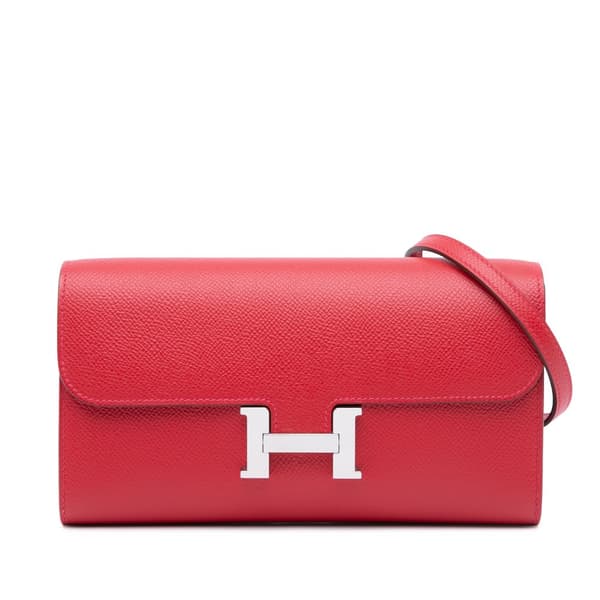 Pre-owned Hermès Epsom Constance Long To Go Wallet Red