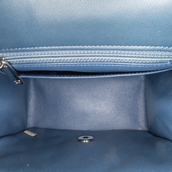 Pre-owned Chanel Mini Square Classic Lambskin Single Flap Blue