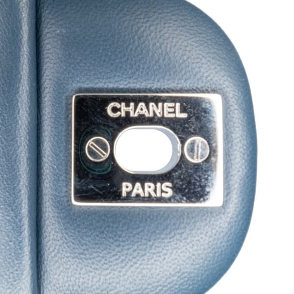 Pre-owned Chanel Mini Square Classic Lambskin Single Flap Blue