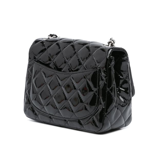 Pre-owned Chanel Mini Square Classic Patent Single Flap Black
