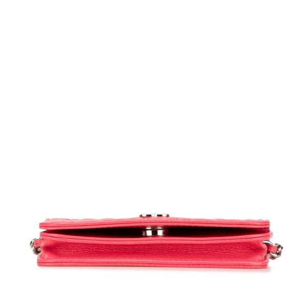 Pre-owned Chanel CC Caviar Camellia Wallet On Chain Pink