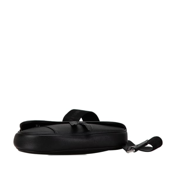 Pre-owned Dior Mini Leather Saddle Crossbody Black