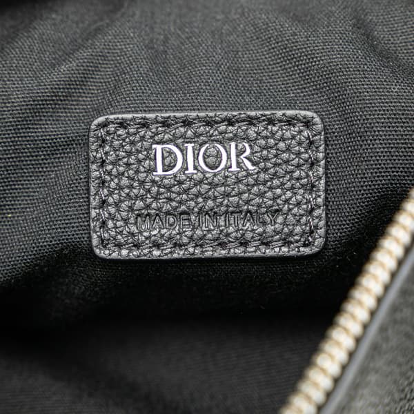 Pre-owned Dior Mini Leather Saddle Crossbody Black