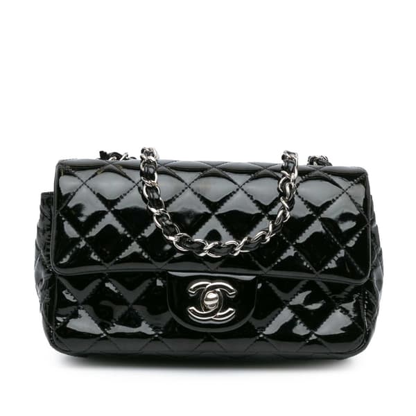 Pre-owned Chanel Mini Rectangular Classic Patent Single Flap Black