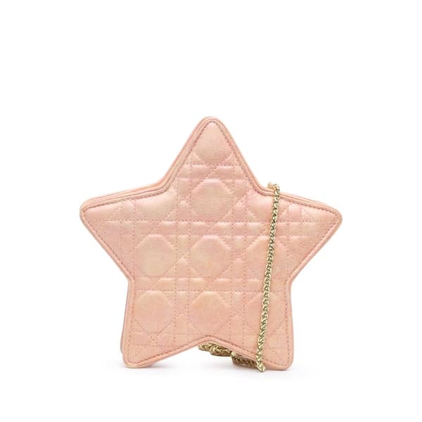 Pre-owned Dior Lambskin Cannage Kids Star Crossbody Pink