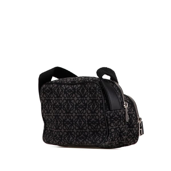 Pre-owned LOEWE Mini Anagram Canvas Camera Bag Black