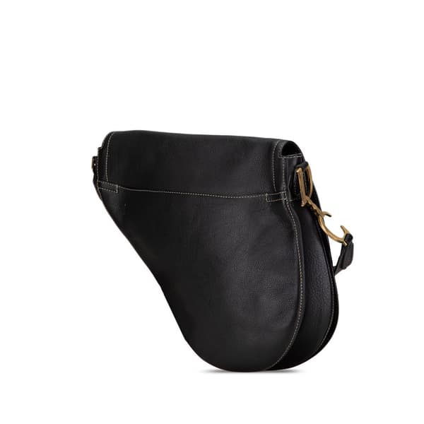 Pre-owned Dior Leather Baudrier Saddle Bag Black