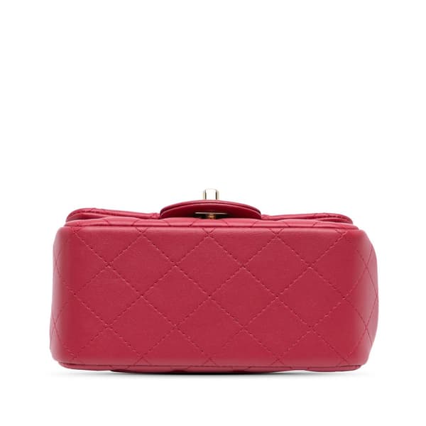 Pre-owned Chanel Mini Square Classic Lambskin Single Flap Pink