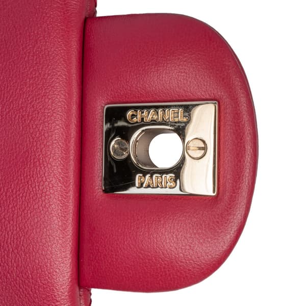 Pre-owned Chanel Mini Square Classic Lambskin Single Flap Pink